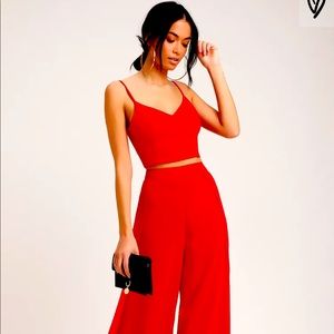 NWT Lulus 2-Piece Red Jumpsuit